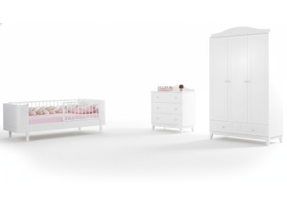 Camera da gioventù moderna per bambini bianca Set di lusso letto armadio cassettiera