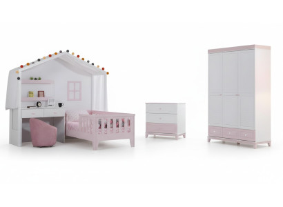 Camera per bambini Set Moderno Letto per bambini con scrivania Comò Armadio
