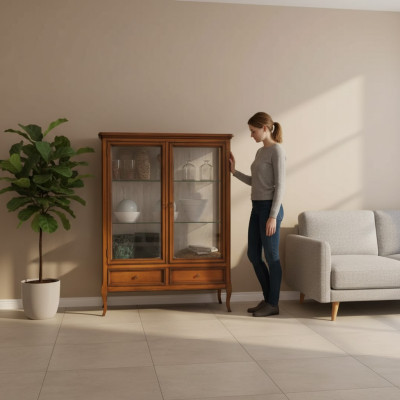 Vetrina in legno Vetrine in vetro Armadio Mobili in legno massello Credenza Soggiorno
