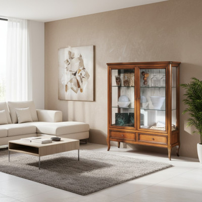 Vetrina in legno Vetrine in vetro Armadio Mobili in legno massello Credenza Soggiorno