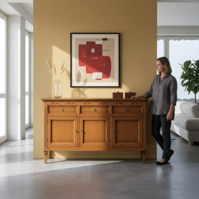 Design Classico Comò in Legno Marrone Mobiletto Madia Nuovo