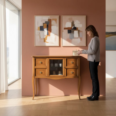 Comò classico in stile sideboard soggiorno in legno Marrone Nuovo