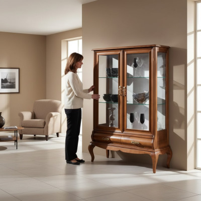 Mobile vetrina in legno di lusso design marrone mobili italiani armadio nuovo
