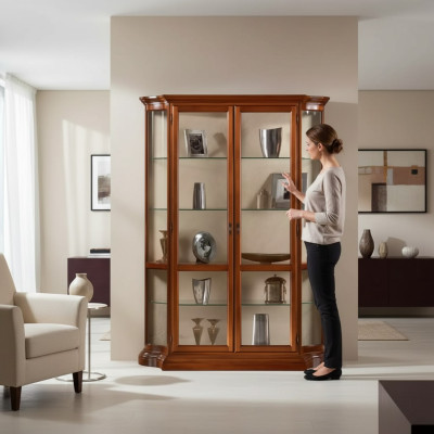 Vetrina in vetro, mobile vetrina in legno per soggiorno, credenza di lusso, mobili nuovi
