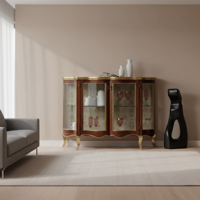 Legno Vetrine Armadio in vetro Vetrina in legno massiccio Mobili da soggiorno Madia