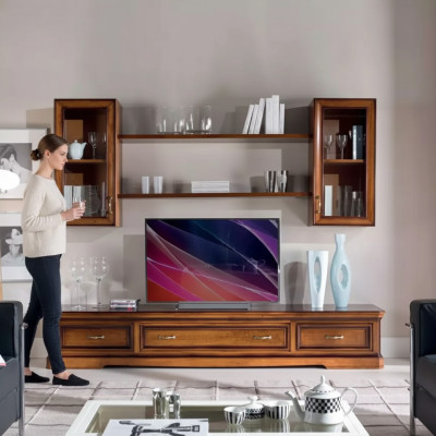 Classico mobiletto soggiorno parete ripiani parete credenza RTV marrone mobile basso
