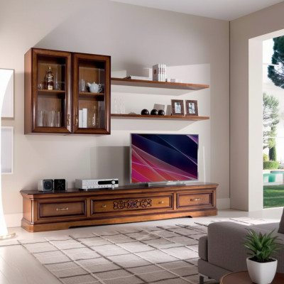 Soggiorno stile moderno pareti attrezzate 5 pezzi set mobile basso vetrine scaffale nuovo