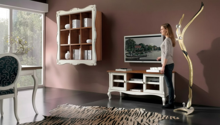 Mobili da parete Armadio a muro Soggiorno Mobile basso Set design classico 2 pezzi.