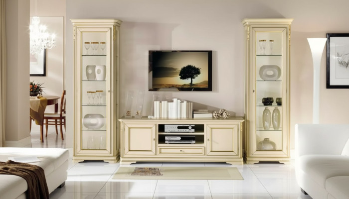 Soggiorno italiano Parete attrezzata 2x Vetrina Armadio Set da design 3 pezzi