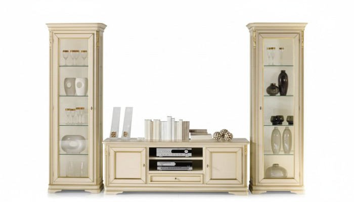 Soggiorno italiano Parete attrezzata 2x Vetrina Armadio Set da design 3 pezzi