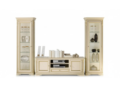 Soggiorno italiano Parete attrezzata 2x Vetrina Armadio Set da design 3 pezzi