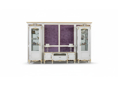 Mobile porta TV TV con 2 vetrine in legno bianco classico per soggiorno nuovo