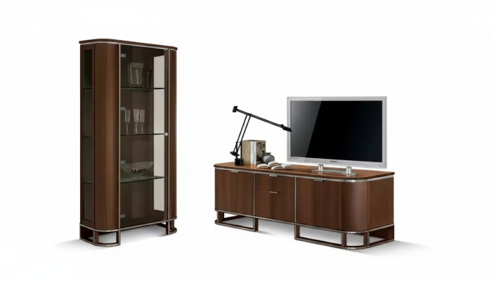 Supporto TV TV Parete Mobile Soggiorno Marrone Lucido Vetrina