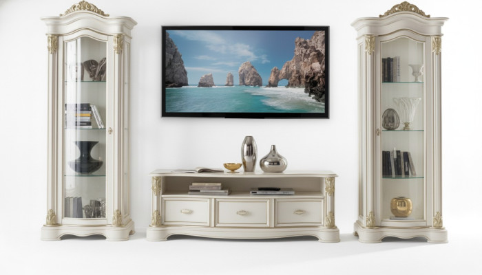 Set XXL soggiorno vetrina mobile TV, madia, credenza, gruppo 3 pezzi.