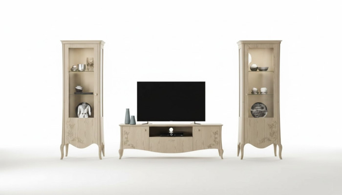 Soggiorno vetrina rtv credenza scaffale lusso soggiorno beige set 3 pezzi.