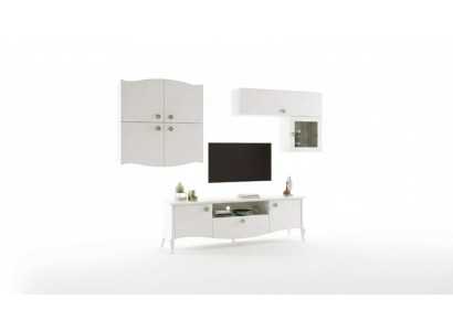 Mobile TV di lusso Soggiorno rtv Mobile basso Tavolino Porta TV Mobili da parete Bianco Nuovo