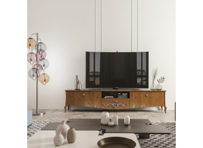 Mobile TV RTV soggiorno Design Scaffale Marrone Legno Lowboard Italia Nuovo