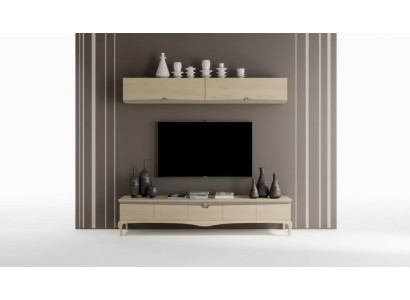 Mobile TV, mensola a parete, tavolino in legno, mensola a parete beige, design classico, nuovo