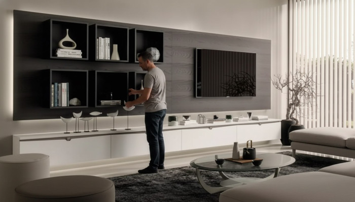 Design armadietto a parete scaffale soggiorno supporto TV in legno scaffali a parete Italia