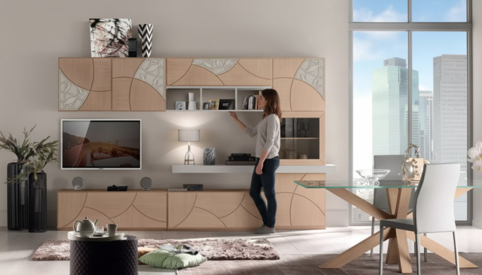 Mobile parete classica salotto credenza mobile TV scaffale pareti armadio nuovo