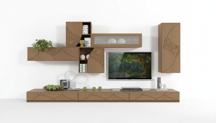 Credenza soggiorno Pareti attrezzate Marrone Armadi Scaffale Armadio Design Nuovo