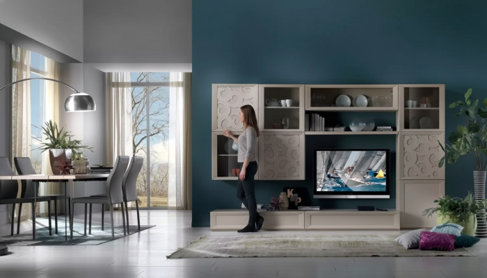 Set soggiorno Vetrina Comò Pareti attrezzate Porta TV Design Armadio Nuovo