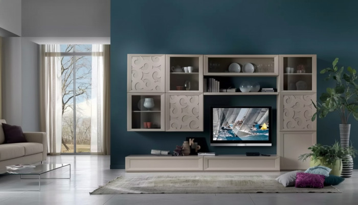 Set soggiorno Vetrina Comò Pareti attrezzate Porta TV Design Armadio Nuovo
