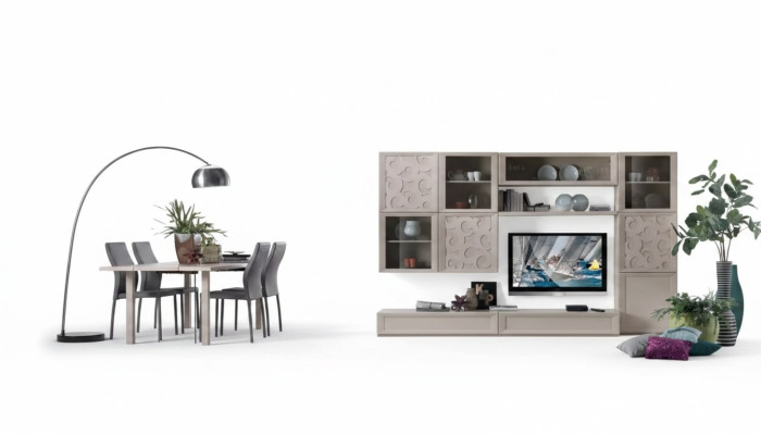 Set soggiorno Vetrina Comò Pareti attrezzate Porta TV Design Armadio Nuovo