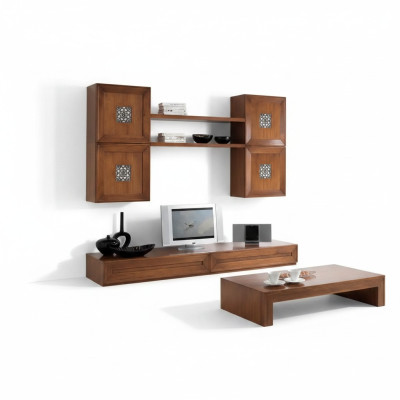 Set di mobili da soggiorno Designer Soggiorno Marrone Credenza Parete attrezzata Nuovo