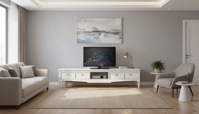 Soggiorno Stand Mobili rtv Mobile TV Credenza Stile Bianco Lusso Legno