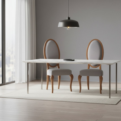 Sedia sala da pranzo in legno di lusso poltrona marrone mobili soggiorno nuovi
