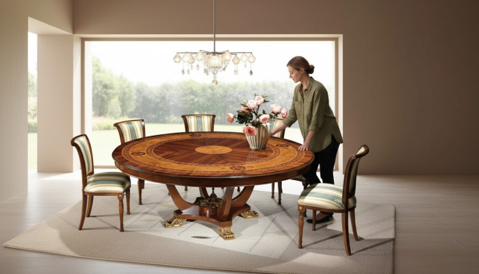 Tavolo rotondo in legno tavoli stile classico mobili per sala da pranzo e soggiorno marrone nuovo