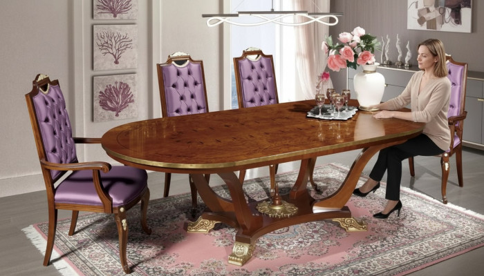 Tavolo da pranzo 4 sedie Classico set da sala da pranzo 5 pezzi Tavolo ovale