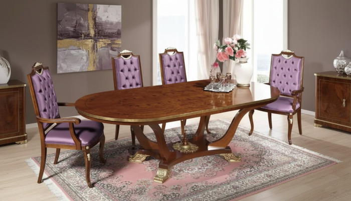 Tavolo da pranzo 4 sedie Classico set da sala da pranzo 5 pezzi Tavolo ovale
