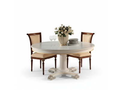 Mobili da design per sala da pranzo in legno Tavolo rotondo Bianco Tavolo da pranzo Classico Sala da pranzo Nuovo