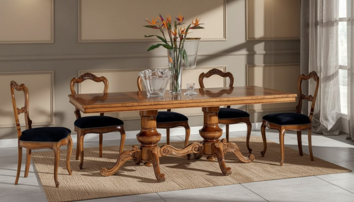 Tavolo da pranzo marrone di lusso in legno rettangolare per sala da pranzo - nuovi tavoli da pranzo