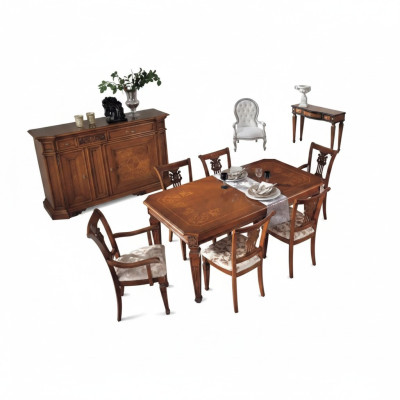 Tavolo da pranzo in legno dal design classico marrone per sala da pranzo.