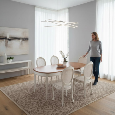 Designer di mobili italiani Tavolo in legno Sedute Imbottite Sala da pranzo 4 sedie