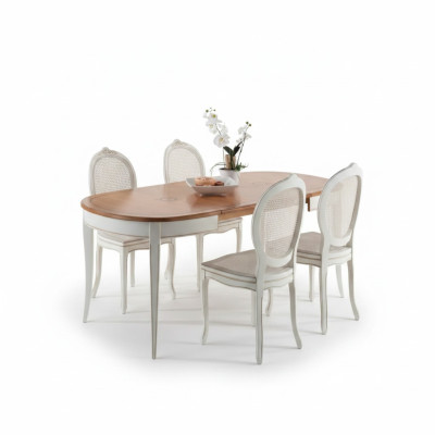 Designer di mobili italiani Tavolo in legno Sedute Imbottite Sala da pranzo 4 sedie