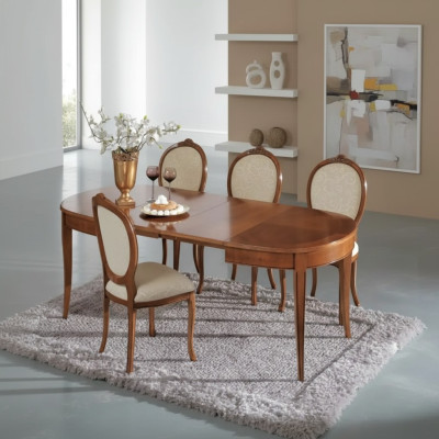 Tavolo da pranzo 4x sedie Sedia Set da pranzo gruppo da pranzo Tavolo marrone set.