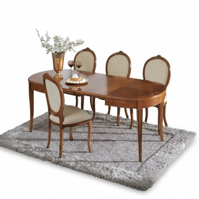 Tavolo da pranzo 4x sedie Sedia Set da pranzo gruppo da pranzo Tavolo marrone set.