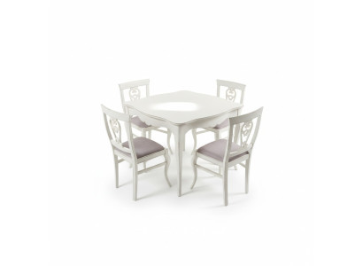 Tavolo da pranzo di lusso in legno quadrato bianco per sala da pranzo. Nuovi mobili.