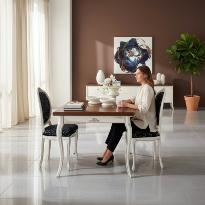 Tavolo da pranzo 4 sedie Set da pranzo Tavolo con set da tavolo bianco nuovo