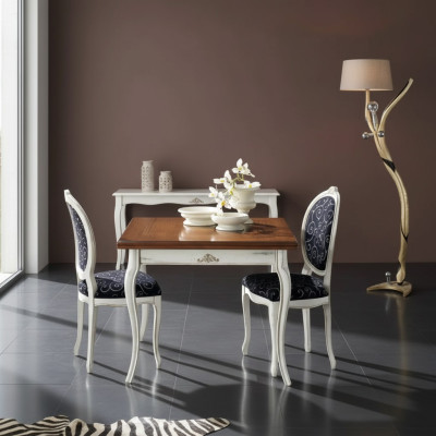 Tavolo da pranzo 4 sedie Set da pranzo Tavolo con set da tavolo bianco nuovo