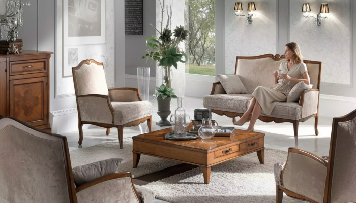 Set soggiorno poltrona tavolino da caffè divano 2 posti imbottito posto lusso beige nuovo