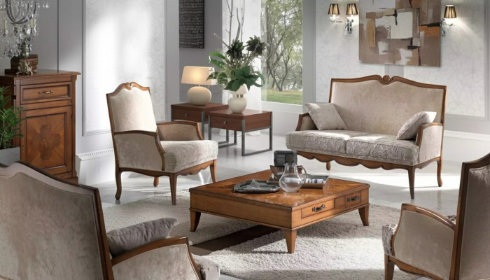 Set soggiorno poltrona tavolino da caffè divano 2 posti imbottito posto lusso beige nuovo