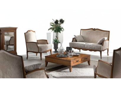 Set soggiorno poltrona tavolino da caffè divano 2 posti imbottito posto lusso beige nuovo