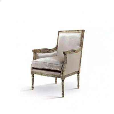 Poltrona Divano Monoposto Design Grigio Tessile Sofà Imbottito Legno Nuovo