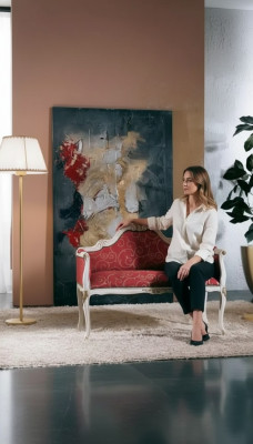 Design Mobili Italiani Divano a 2 Posti Sofa Divano Imbottito Lounge Couch