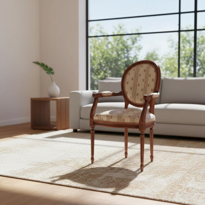Sedia con braccioli Sedia da pranzo in legno Poltrona design Beige